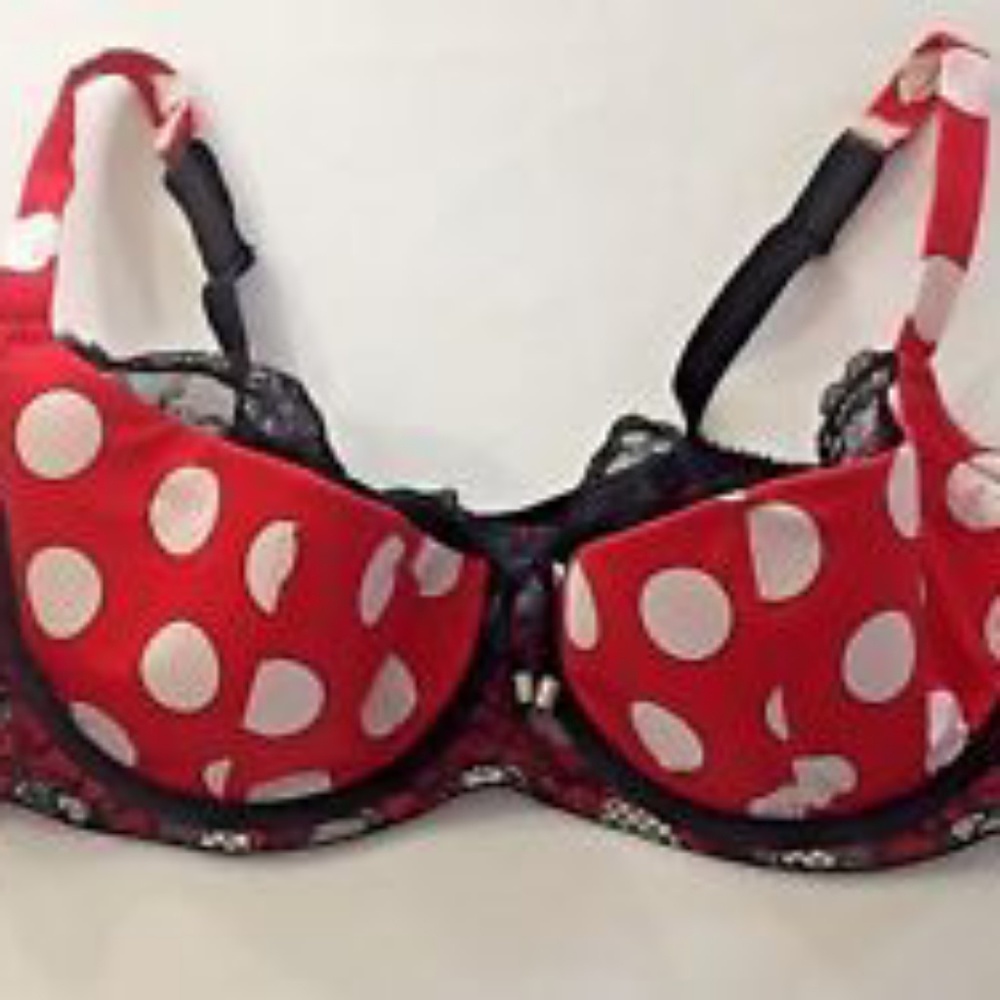 Cacique Red&Black With White Polka Dots Bra